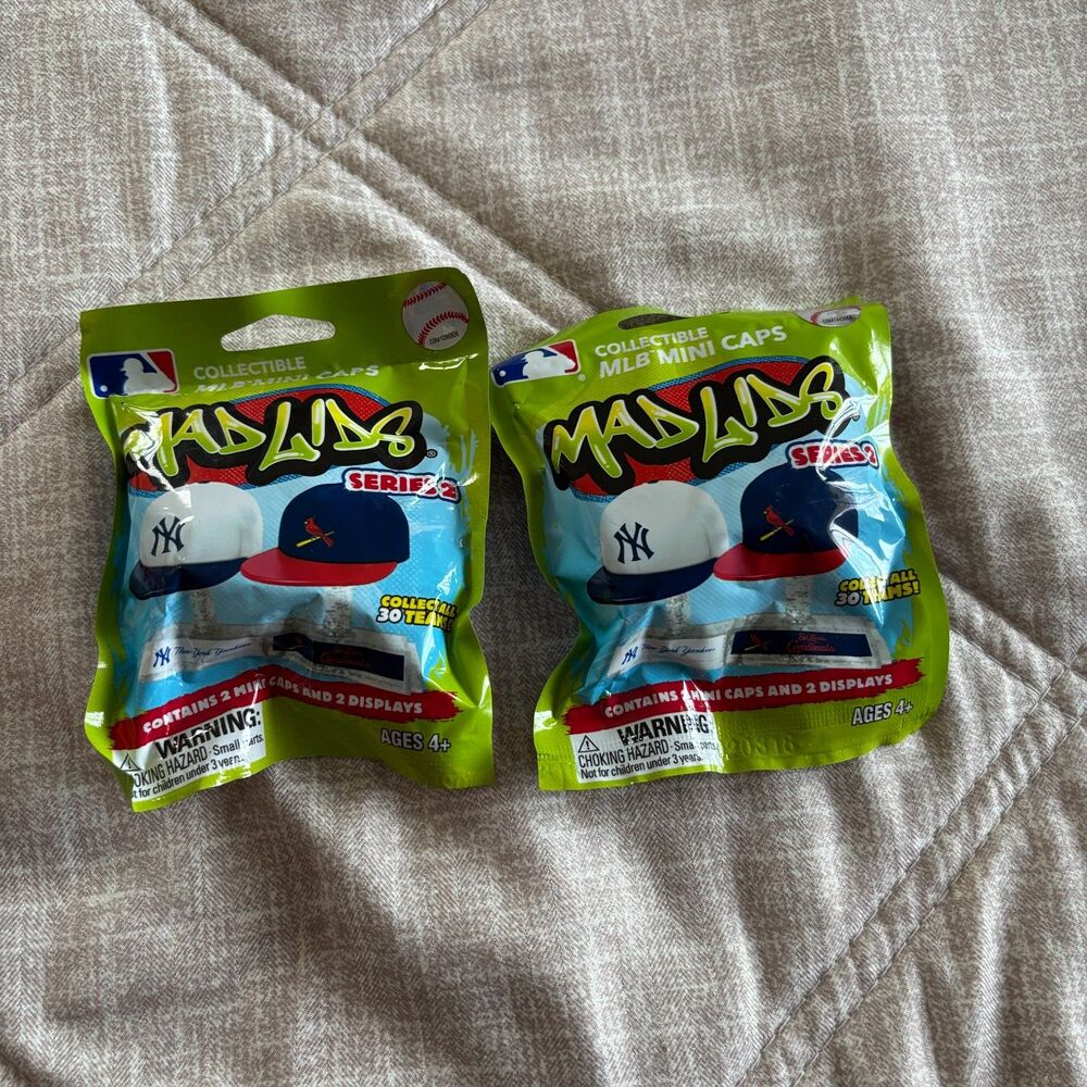 Lot of 2 Sealed MLB Mad Lids Series 2 Mini Caps Mystery Blind Packs Party Animal